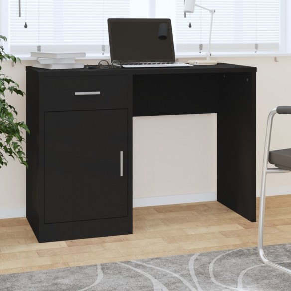 Bureau avec tiroir et armoire Noir 100x40x73 cm Bois ingénierie