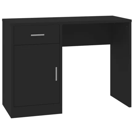 Bureau avec tiroir et armoire Noir 100x40x73 cm Bois ingénierie 2