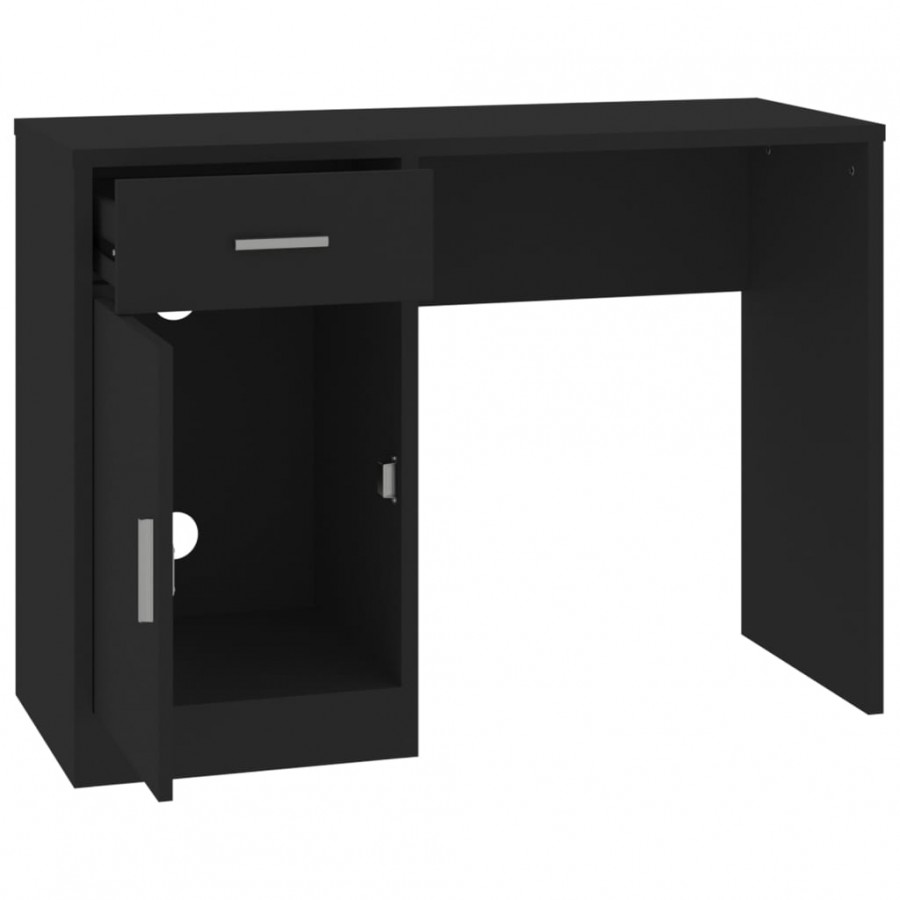 Bureau avec tiroir et armoire Noir 100x40x73 cm Bois ingénierie
