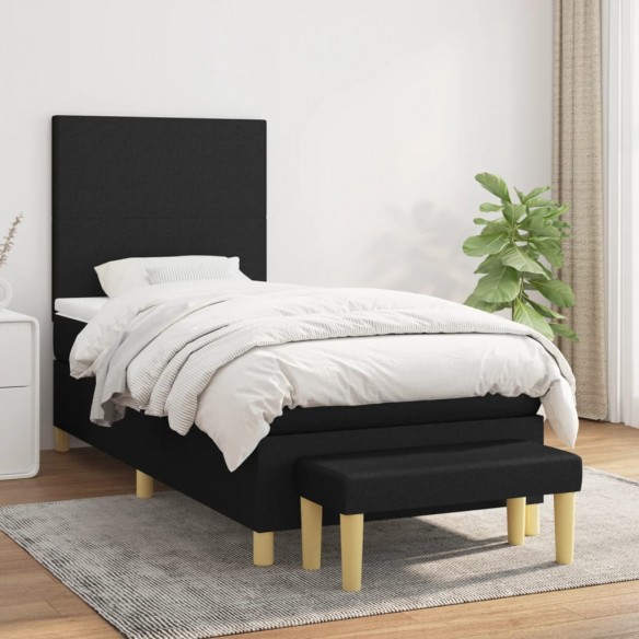 Cadre de lit avec matelas Noir 100x200 cm Tissu