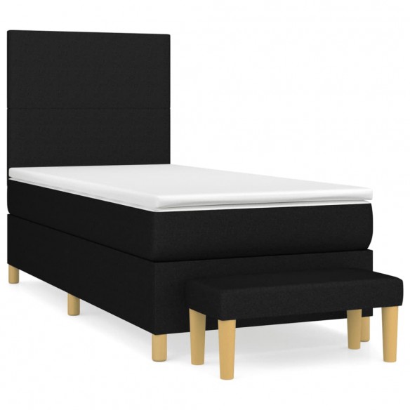 Cadre de lit avec matelas Noir 100x200 cm Tissu