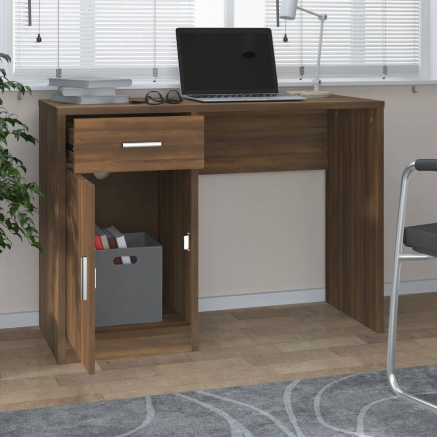 Bureau avec tiroir et armoire Chêne marron 100x40x73 cm