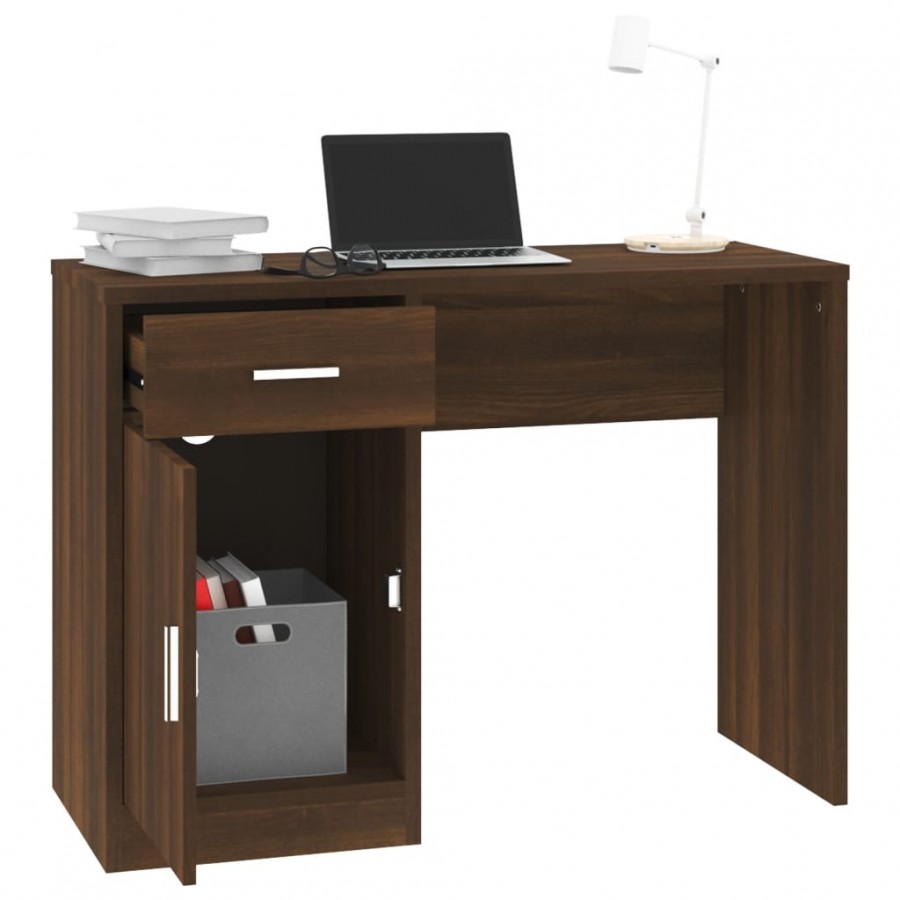 Bureau avec tiroir et armoire Chêne marron 100x40x73 cm