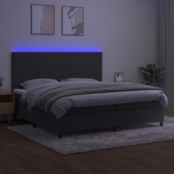 Cadre de lit avec matelas LED Gris foncé 200x200 cm