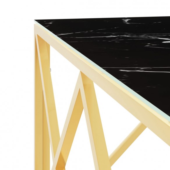 Table basse doré 80x80x40 cm acier inoxydable et verre