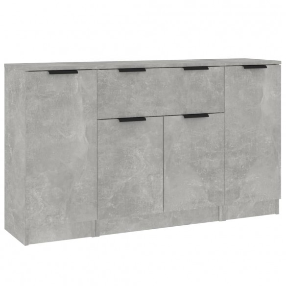 Buffets 3 pcs gris béton bois d'ingénierie