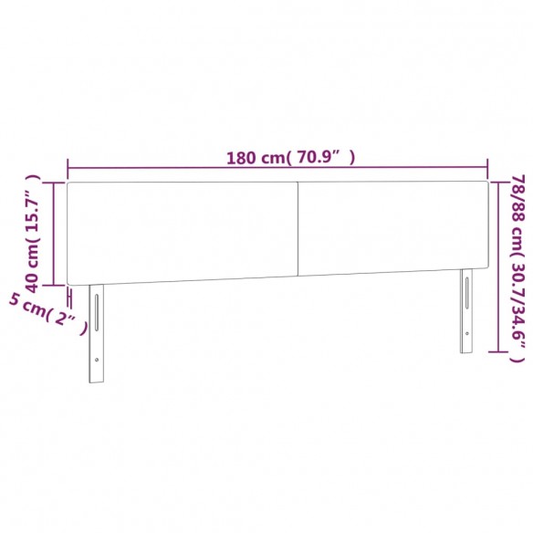 Tête de lit à LED Gris foncé 180x5x78/88 cm Tissu