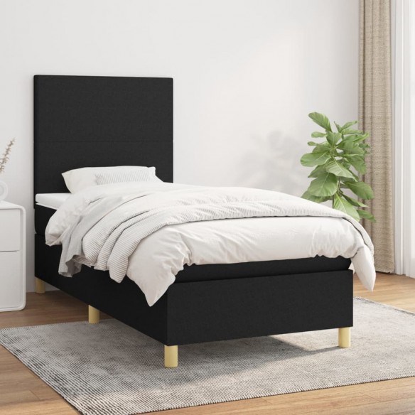 Cadre de lit avec matelas Noir 90x190 cm Tissu