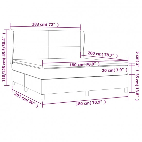 Cadre de lit avec matelas Blanc 180x200cm Similicuir