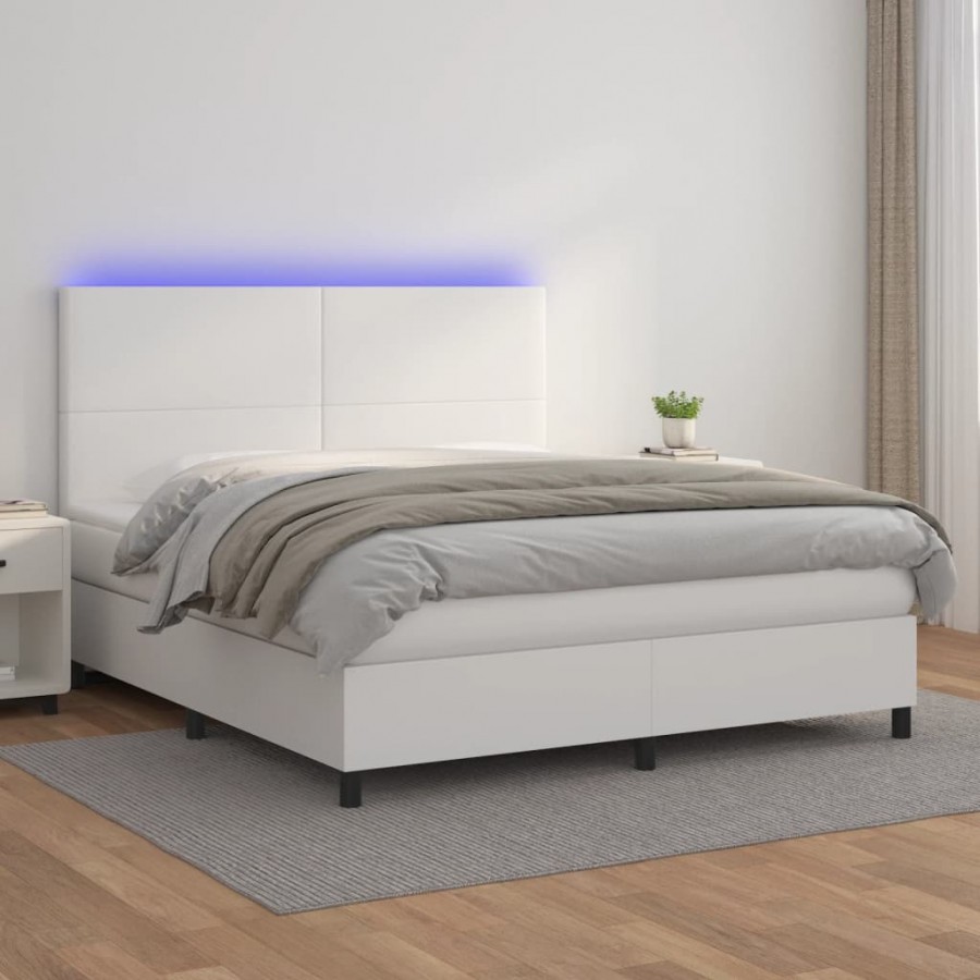 Cadre de lit avec matelas et LED Blanc 180x200 cm