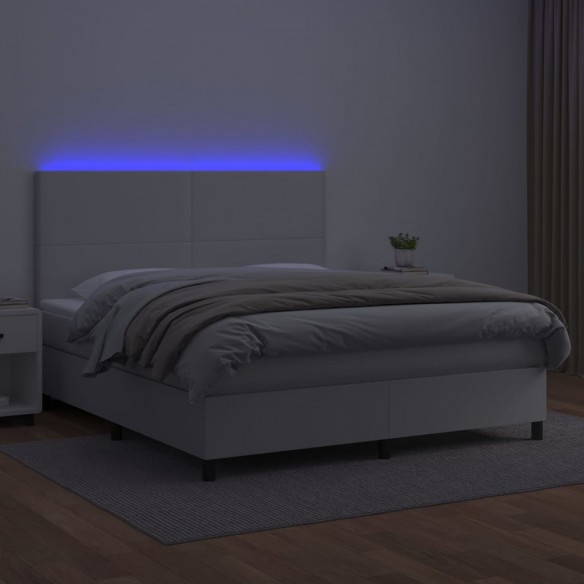 Cadre de lit avec matelas et LED Blanc 180x200 cm