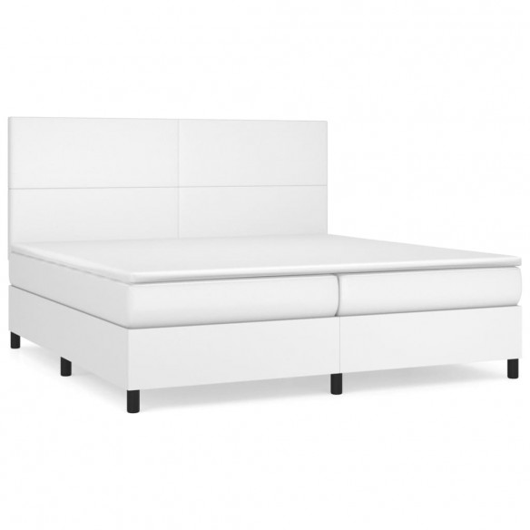 Cadre de lit avec matelas Blanc 200x200cm Similicuir