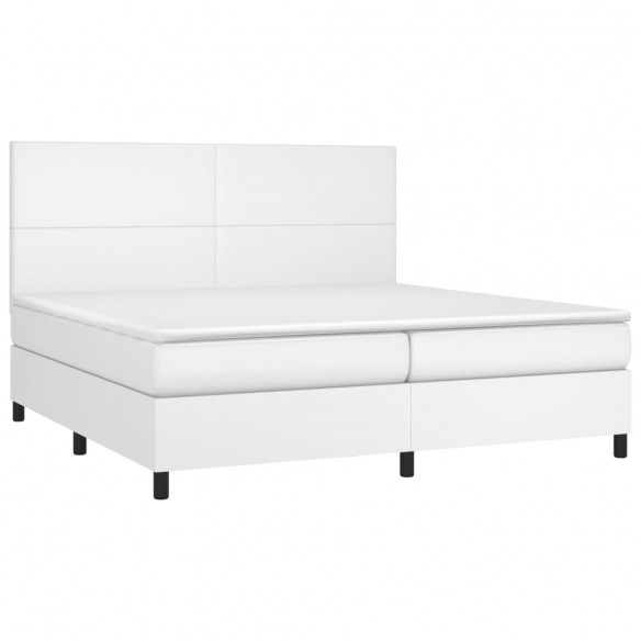 Cadre de lit avec matelas Blanc 200x200cm Similicuir