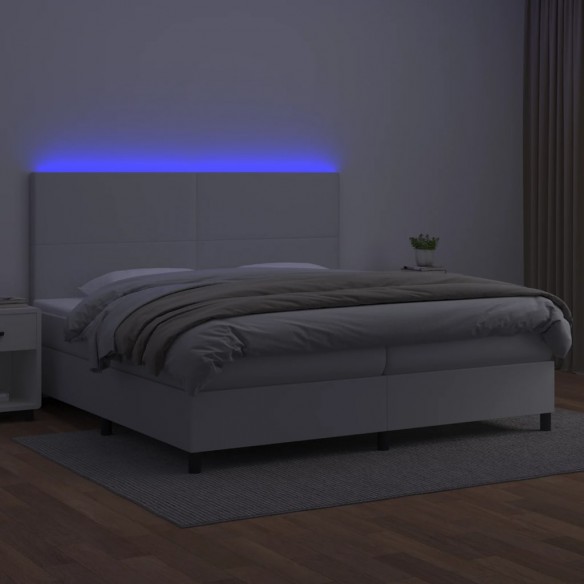 Cadre de lit avec matelas et LED Blanc 200x200 cm