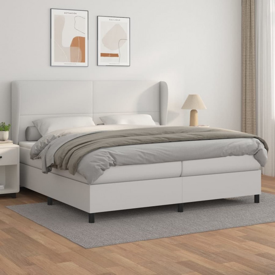 Cadre de lit avec matelas Blanc 200x200cm Similicuir