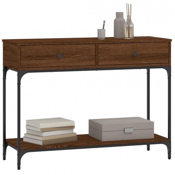 Table console chêne marron 100x34,5x75 cm bois d'ingénierie