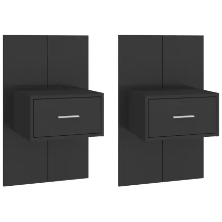 Tables de chevet murales 2 pcs Noir 2