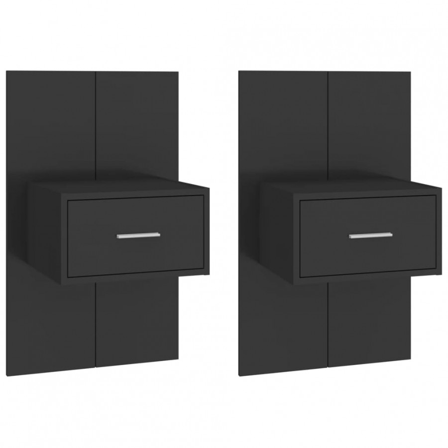 Tables de chevet murales 2 pcs Noir