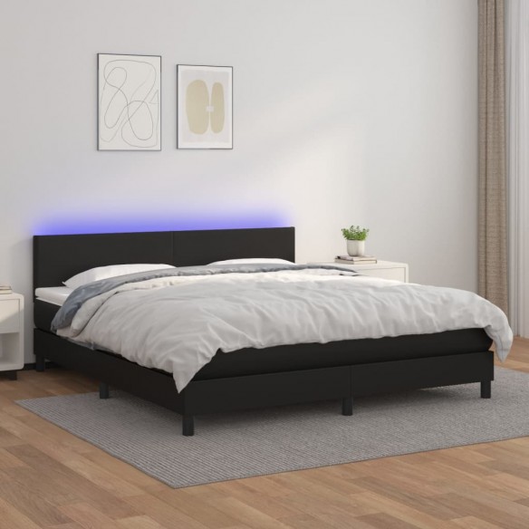 Cadre de lit avec matelas et LED Noir 160x200 cm