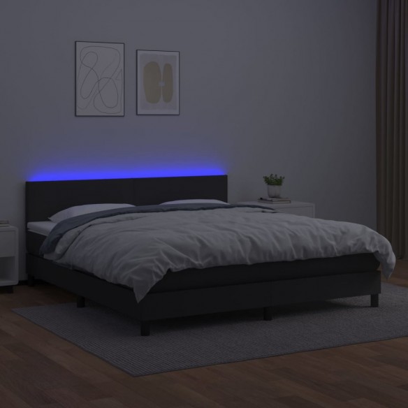 Cadre de lit avec matelas et LED Noir 160x200 cm