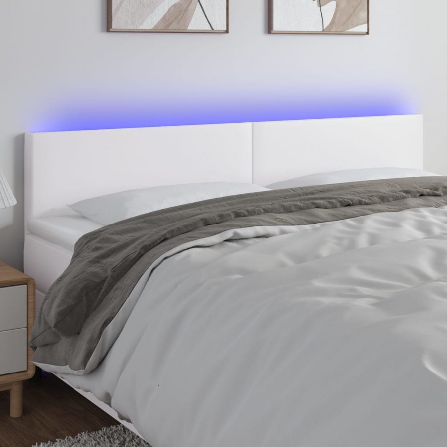 Tête de lit à LED Blanc 160x5x78/88 cm Similicuir