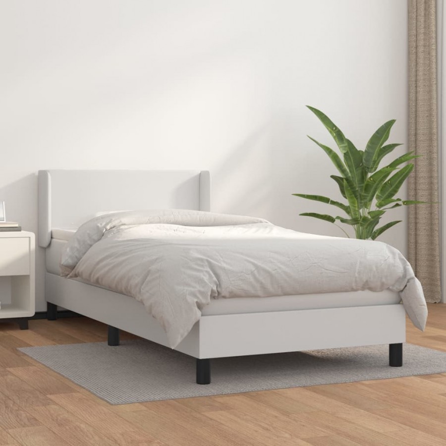 Cadre de lit avec matelas Blanc 90x200 cm Similicuir