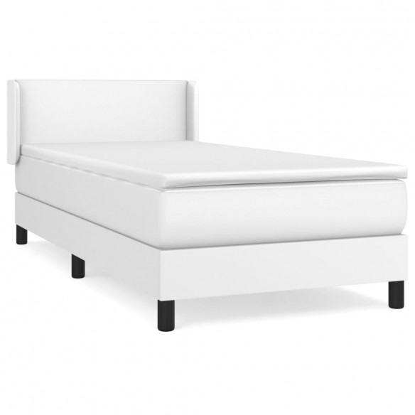 Sommier à lattes de lit avec matelas Blanc 90x200 cm Similicuir