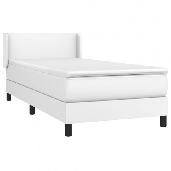 Sommier à lattes de lit avec matelas Blanc 90x200 cm Similicuir