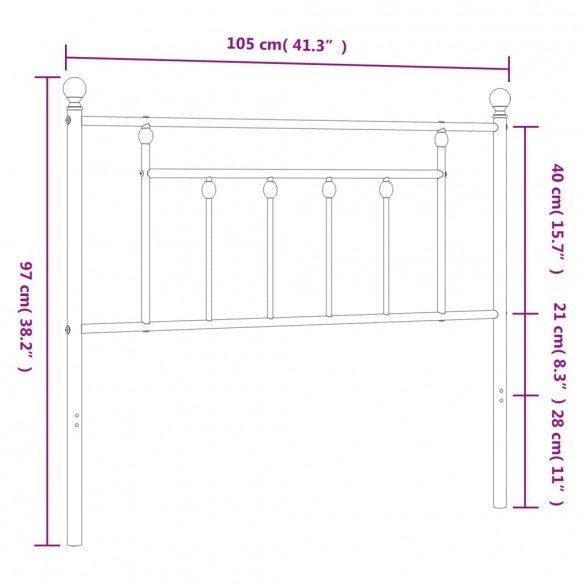 Tête de lit métal noir 100 cm