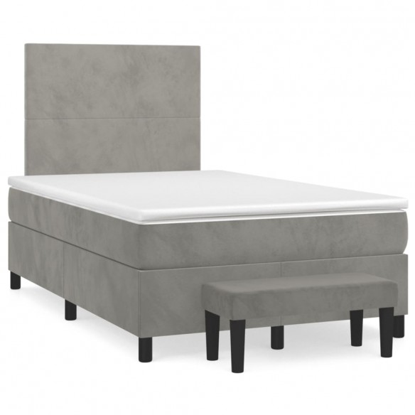 Cadre de lit et matelas Gris clair 120x200cm Velours