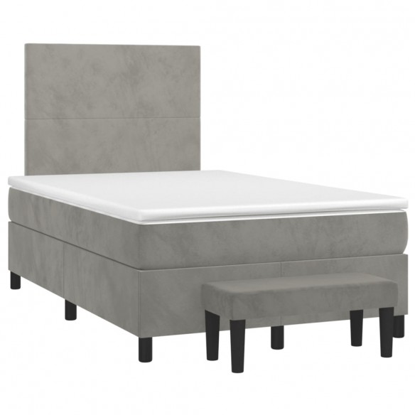 Cadre de lit et matelas Gris clair 120x200cm Velours