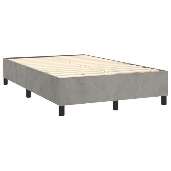 Cadre de lit et matelas Gris clair 120x200cm Velours