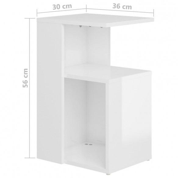Table d'appoint Blanc brillant 36x30x56 cm Aggloméré