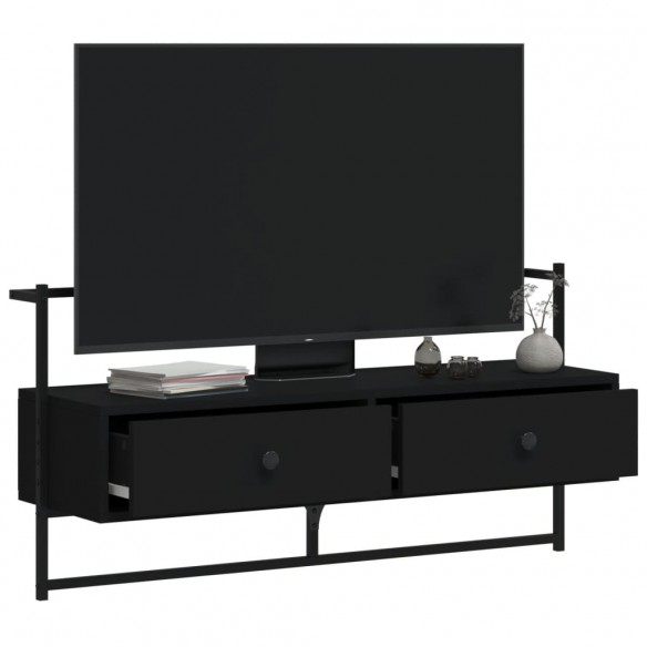 Meuble TV mural noir 100,5x30x51 cm bois d'ingénierie
