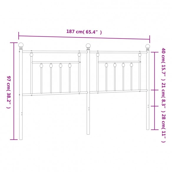 Tête de lit métal blanc 180 cm