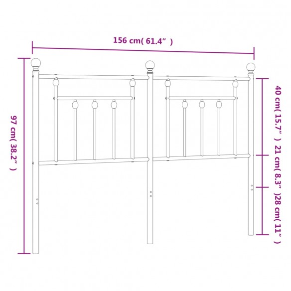 Tête de lit métal blanc 150 cm