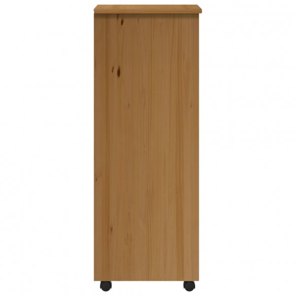 Armoire roulante avec tiroirs MOSS bois de pin marron miel