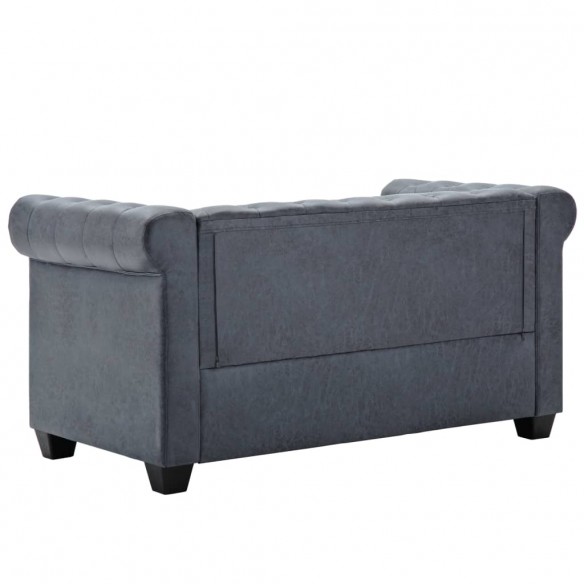 Canapé Chesterfield à 2 places Faux cuir suédé Gris