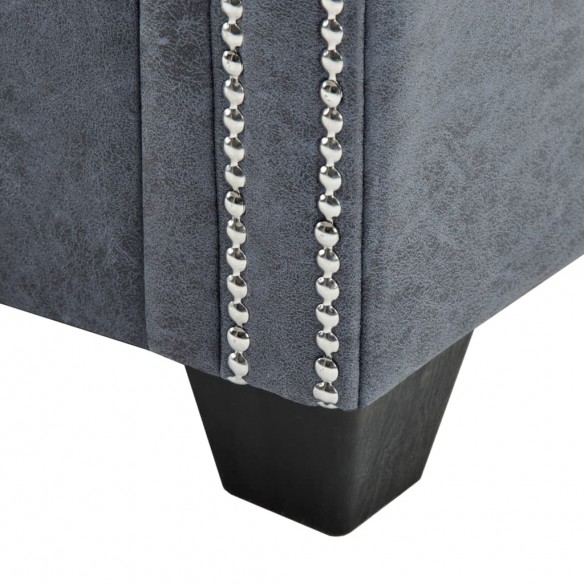 Canapé Chesterfield à 2 places Faux cuir suédé Gris