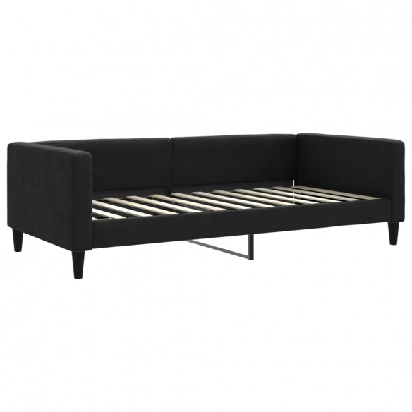 Lit de jour avec matelas noir 100x200 cm tissu