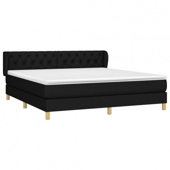 Cadre de lit avec matelas Noir 160x200 cm Tissu