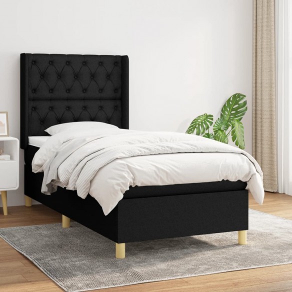 Cadre de lit et matelas Noir 80x200 cm Tissu