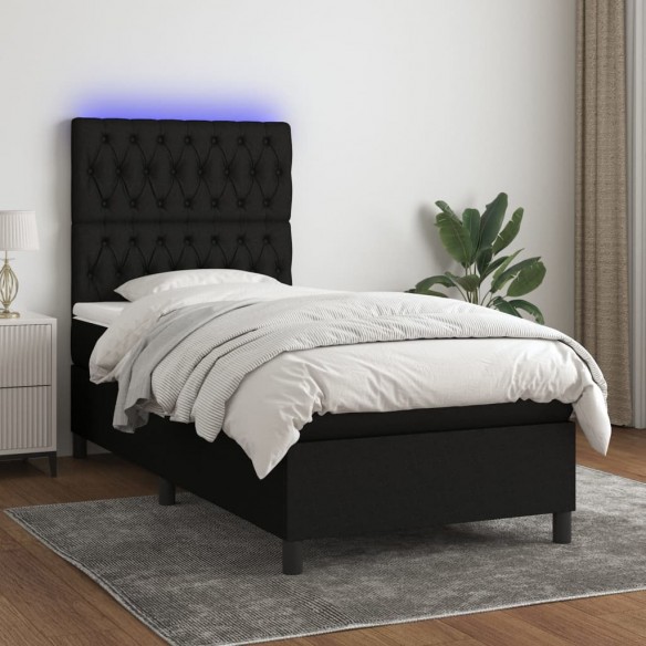 Cadre de lit avec matelas et LED Noir 80x200cm Tissu