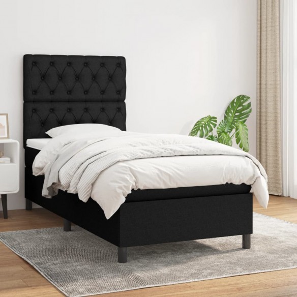 Cadre de lit et matelas Noir 80x200 cm Tissu