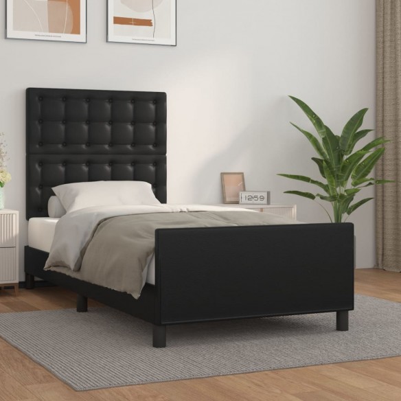 Cadre de lit avec tête de lit Noir 90x190 cm Similicuir