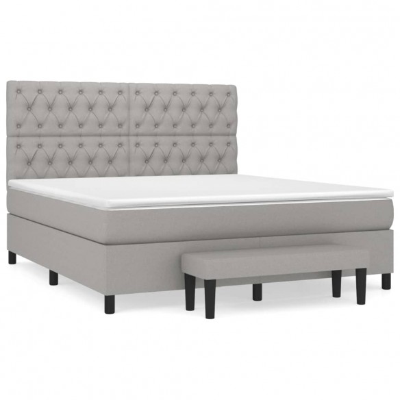 Sommier à lattes de lit avec matelas Gris clair 160x200cm Tissu