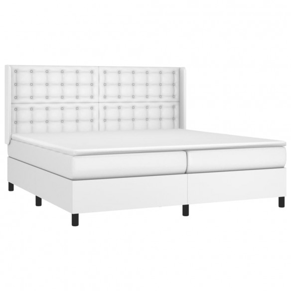 Sommier à lattes de lit matelas LED Blanc 200x200 cm Similicuir