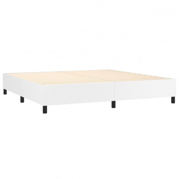 Sommier à lattes de lit matelas LED Blanc 200x200 cm Similicuir