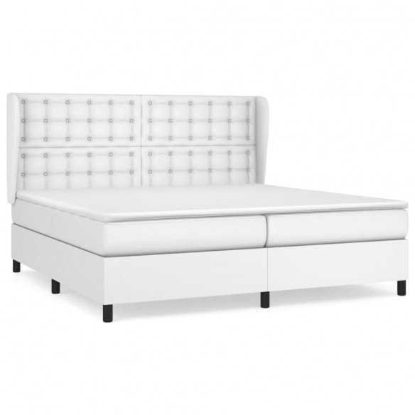 Cadre de lit avec matelas Blanc 200x200cm Similicuir