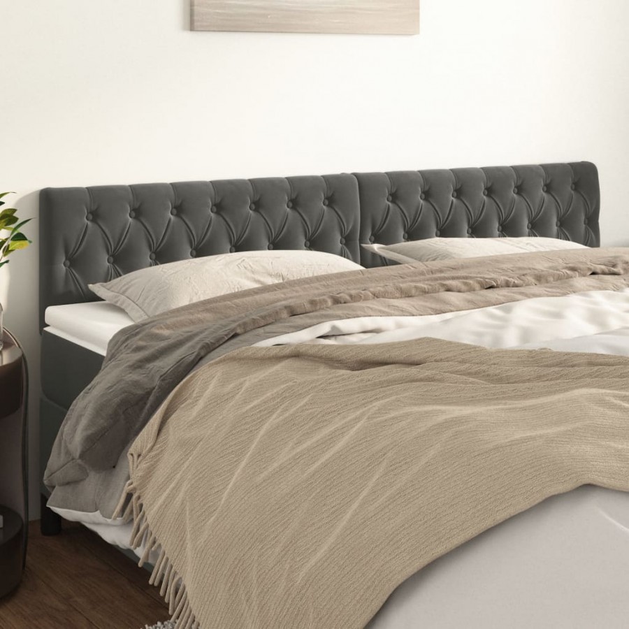 Têtes de lit 2 pcs Gris foncé 100x7x78/88 cm Velours